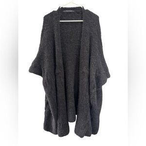 Susan Wagner Peru 100% Alpaca Women Sweater Coat Collarless Batwing Cardigan